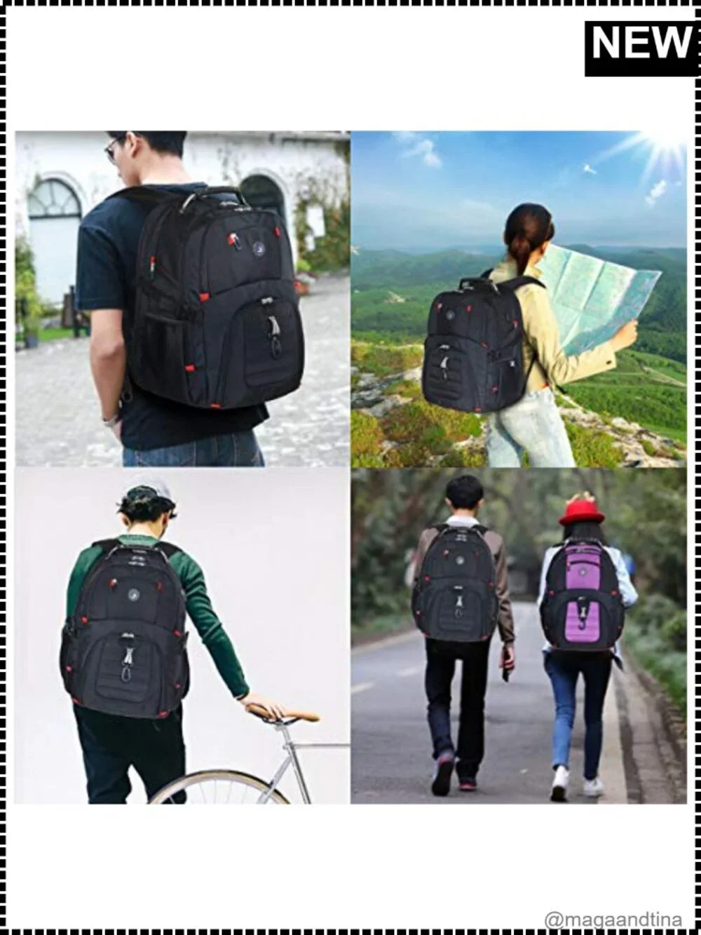 Extra Large Travel Laptop Backpack 50L Fits 17 Inch with USB Charging Port